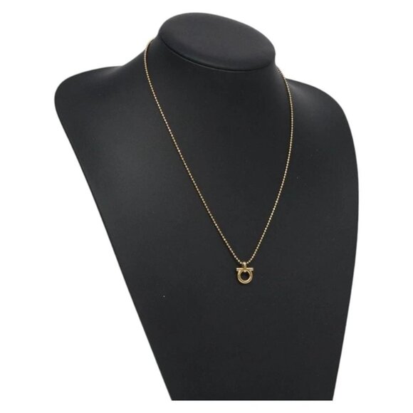 Salvatore Ferragamo Gancini Necklace metal Gold Tone Auth 125845 - Picture 1 of 11